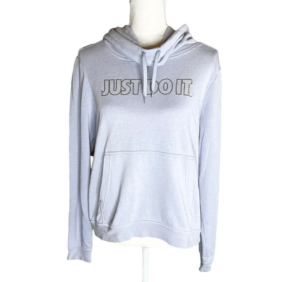 Nike Lilac Glacier Pullover Funnel graphic spell out Hoodie Sweatshirt sz medium - Picture 1 of 5